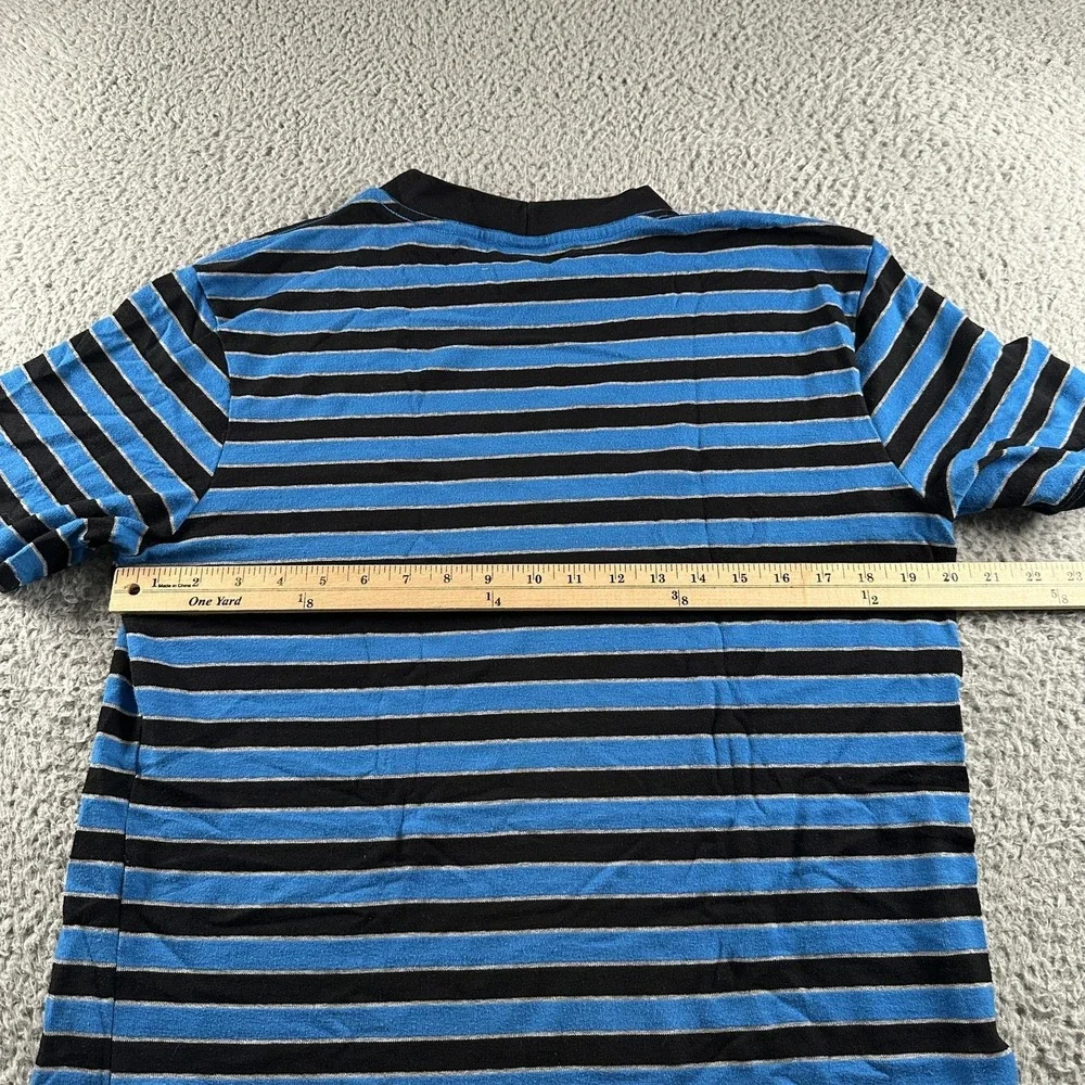 Vintage Guess Jeans Shirt Mens M Blue Black Striped Places+Faces Logo USA Tee - Picture 6 of 12